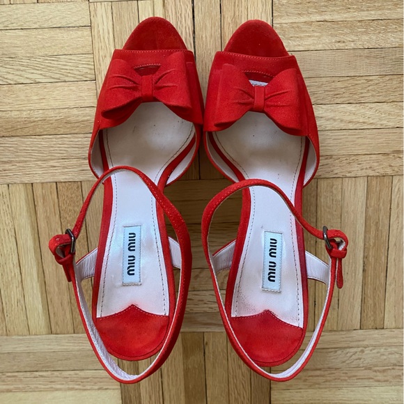 Miu Miu red suede heeled sandals - size EU 40 - Picture 3 of 4